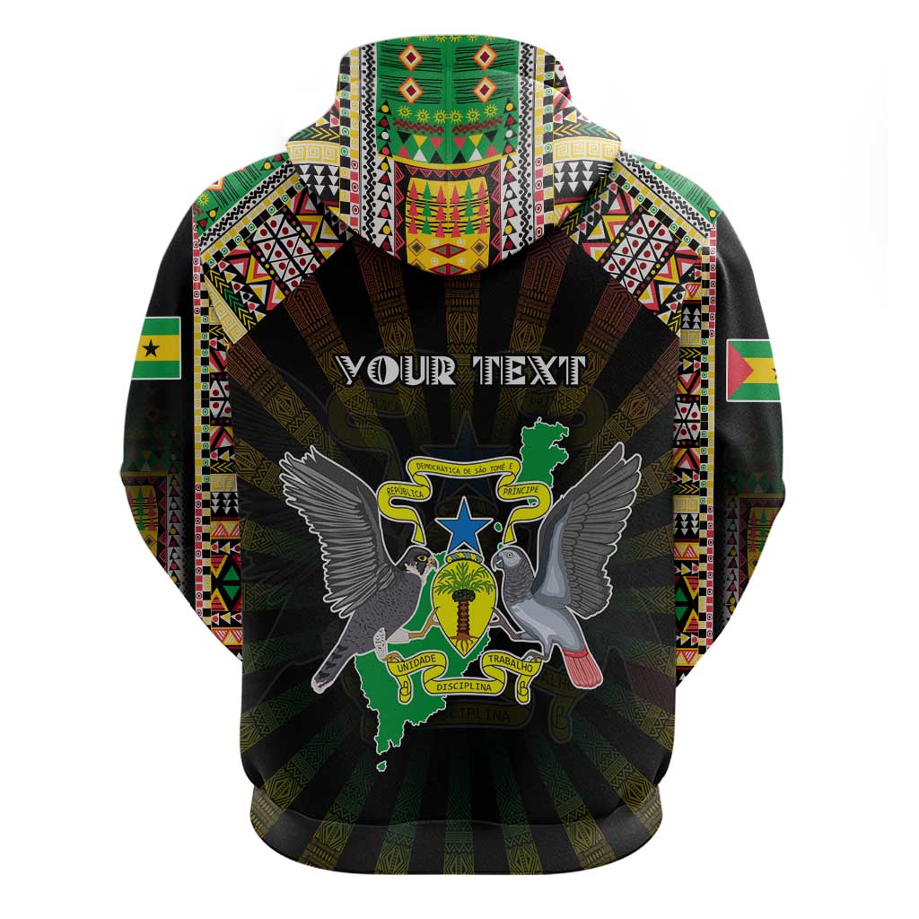 Personalized Sao Tome and Principe Roots Hoodie African Map in Fingerprint and Tribal Colors