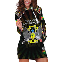 Personalized Sao Tome and Principe Roots Hoodie Dress African Map in Fingerprint and Tribal Colors