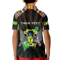 Personalized Sao Tome and Principe Roots Kid Polo Shirt African Map in Fingerprint and Tribal Colors