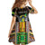 Personalized Sao Tome and Principe Roots Kid Short Sleeve Dress African Map in Fingerprint and Tribal Colors