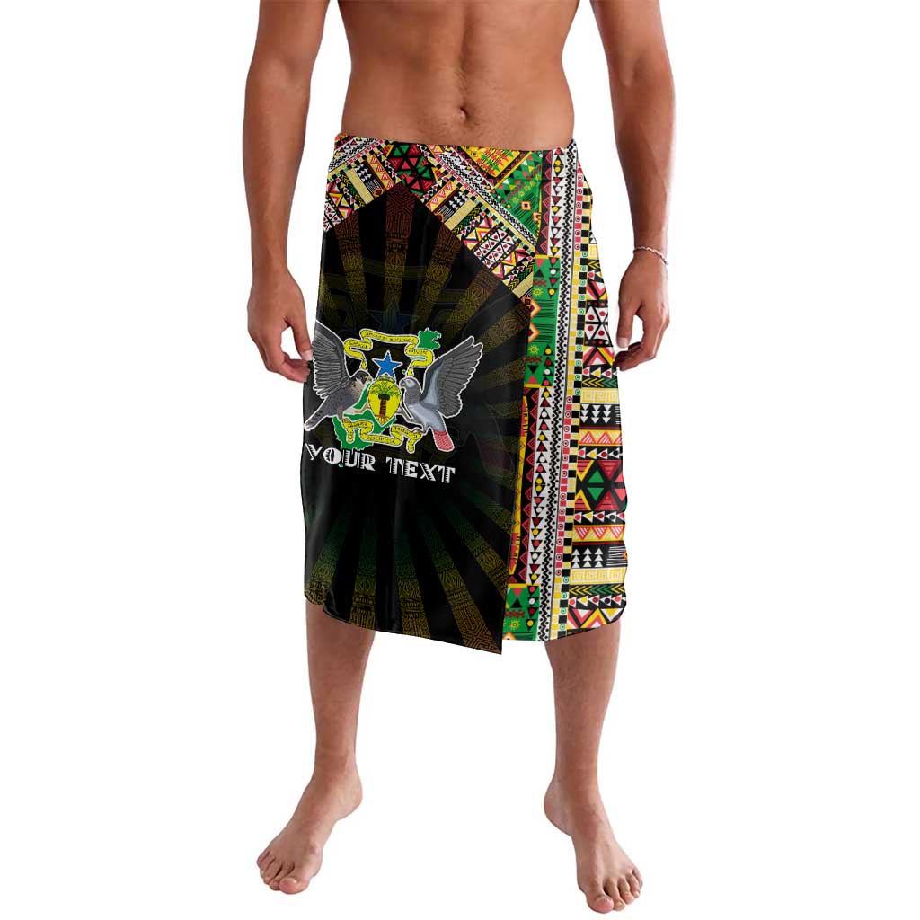 Personalized Sao Tome and Principe Roots Lavalava African Map in Fingerprint and Tribal Colors