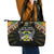 Sao Tome and Principe Roots Leather Tote Bag African Map in Fingerprint and Tribal Colors