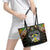 Sao Tome and Principe Roots Leather Tote Bag African Map in Fingerprint and Tribal Colors