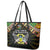 Sao Tome and Principe Roots Leather Tote Bag African Map in Fingerprint and Tribal Colors