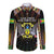 Personalized Sao Tome and Principe Roots Long Sleeve Button Shirt African Map in Fingerprint and Tribal Colors