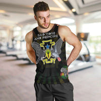 Personalized Sao Tome and Principe Roots Men Tank Top African Map in Fingerprint and Tribal Colors