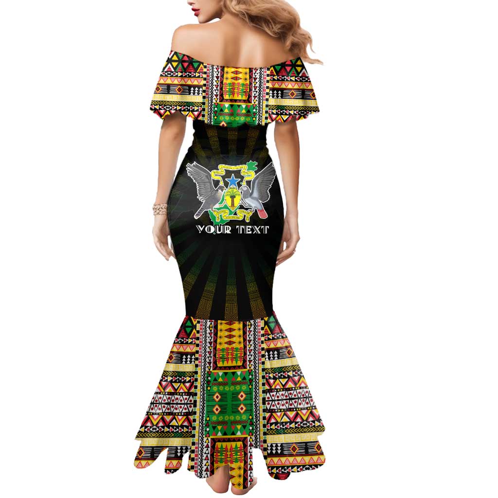 Personalized Sao Tome and Principe Roots Mermaid Dress African Map in Fingerprint and Tribal Colors