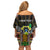 Personalized Sao Tome and Principe Roots Off Shoulder Short Dress African Map in Fingerprint and Tribal Colors