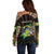 Personalized Sao Tome and Principe Roots Off Shoulder Sweater African Map in Fingerprint and Tribal Colors