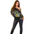 Personalized Sao Tome and Principe Roots Off Shoulder Sweater African Map in Fingerprint and Tribal Colors