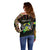 Personalized Sao Tome and Principe Roots Off Shoulder Sweater African Map in Fingerprint and Tribal Colors