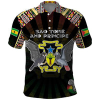 Personalized Sao Tome and Principe Roots Polo Shirt African Map in Fingerprint and Tribal Colors