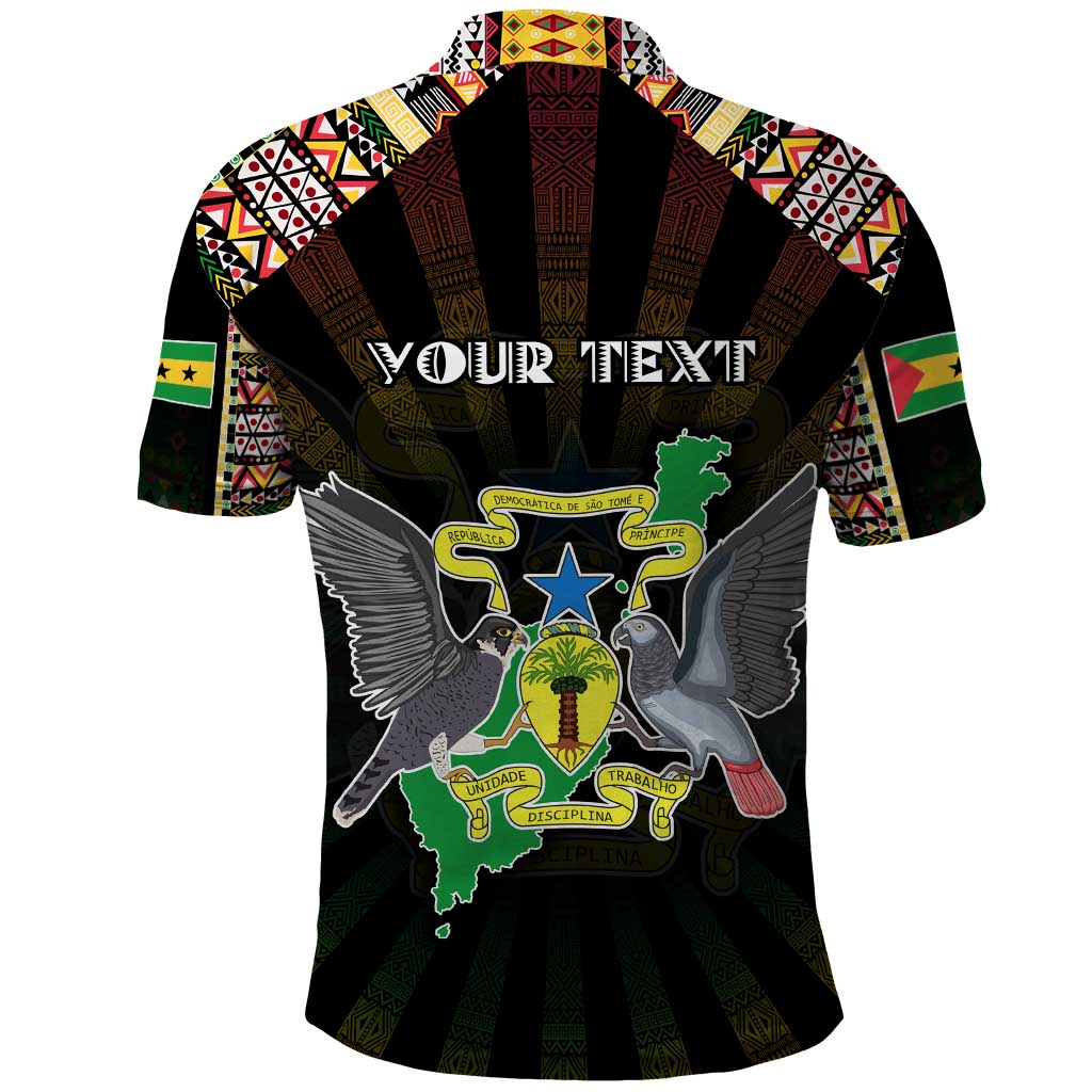 Personalized Sao Tome and Principe Roots Polo Shirt African Map in Fingerprint and Tribal Colors