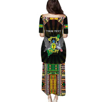 Personalized Sao Tome and Principe Roots Puletasi African Map in Fingerprint and Tribal Colors