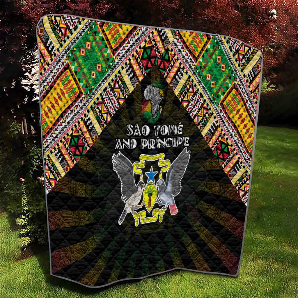 Sao Tome and Principe Roots Quilt African Map in Fingerprint and Tribal Colors