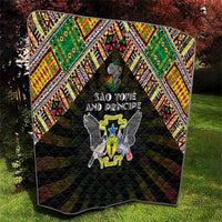 Sao Tome and Principe Roots Quilt African Map in Fingerprint and Tribal Colors