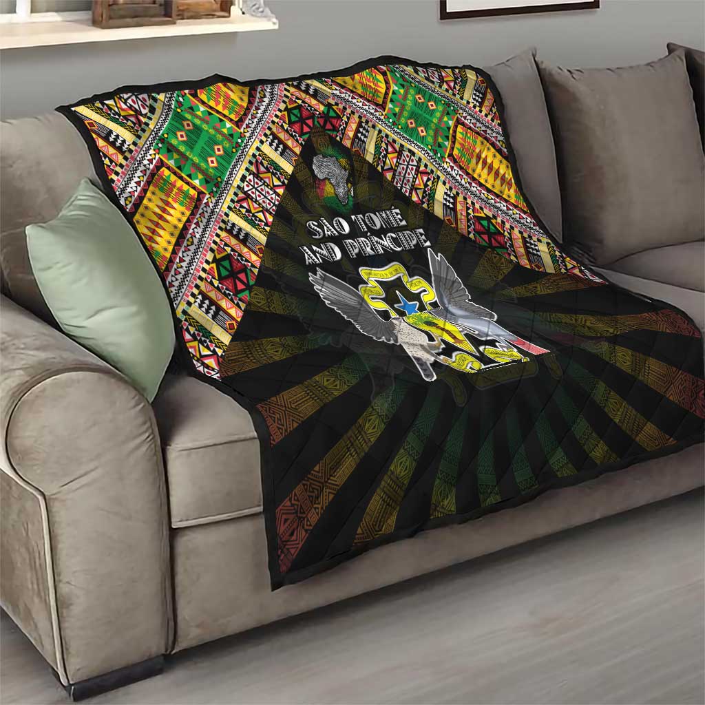 Sao Tome and Principe Roots Quilt African Map in Fingerprint and Tribal Colors