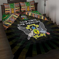 Sao Tome and Principe Roots Quilt Bed Set African Map in Fingerprint and Tribal Colors