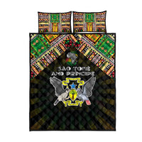 Sao Tome and Principe Roots Quilt Bed Set African Map in Fingerprint and Tribal Colors