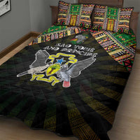 Sao Tome and Principe Roots Quilt Bed Set African Map in Fingerprint and Tribal Colors