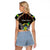Personalized Sao Tome and Principe Roots Raglan Cropped T Shirt African Map in Fingerprint and Tribal Colors