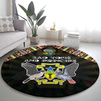 Sao Tome and Principe Roots Round Carpet African Map in Fingerprint and Tribal Colors