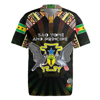 Personalized Sao Tome and Principe Roots Rugby Jersey African Map in Fingerprint and Tribal Colors