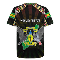 Personalized Sao Tome and Principe Roots Rugby Jersey African Map in Fingerprint and Tribal Colors