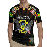 Personalized Sao Tome and Principe Roots Rugby Jersey African Map in Fingerprint and Tribal Colors