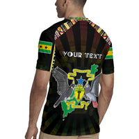 Personalized Sao Tome and Principe Roots Rugby Jersey African Map in Fingerprint and Tribal Colors