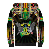 Personalized Sao Tome and Principe Roots Sherpa Hoodie African Map in Fingerprint and Tribal Colors