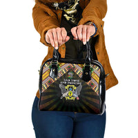 Sao Tome and Principe Roots Shoulder Handbag African Map in Fingerprint and Tribal Colors