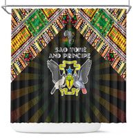 Sao Tome and Principe Roots Shower Curtain African Map in Fingerprint and Tribal Colors