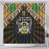 Sao Tome and Principe Roots Shower Curtain African Map in Fingerprint and Tribal Colors