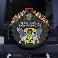 Sao Tome and Principe Roots Spare Tire Cover African Map in Fingerprint and Tribal Colors