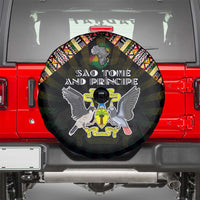 Sao Tome and Principe Roots Spare Tire Cover African Map in Fingerprint and Tribal Colors