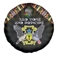 Sao Tome and Principe Roots Spare Tire Cover African Map in Fingerprint and Tribal Colors