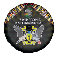 Sao Tome and Principe Roots Spare Tire Cover African Map in Fingerprint and Tribal Colors