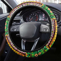 Sao Tome and Principe Roots Steering Wheel Cover African Map in Fingerprint and Tribal Colors