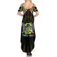 Personalized Sao Tome and Principe Roots Summer Maxi Dress African Map in Fingerprint and Tribal Colors