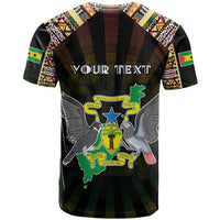 Personalized Sao Tome and Principe Roots T Shirt African Map in Fingerprint and Tribal Colors
