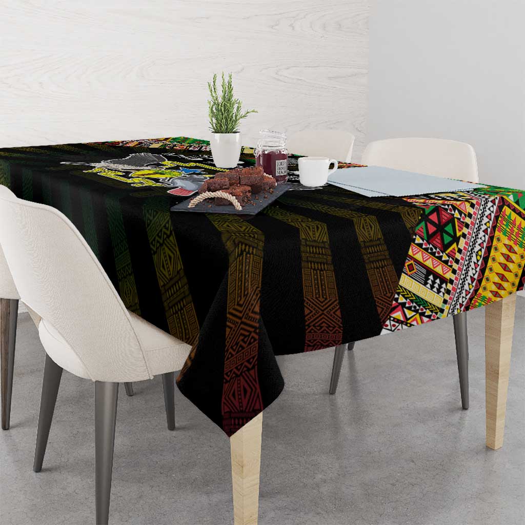 Sao Tome and Principe Roots Tablecloth African Map in Fingerprint and Tribal Colors