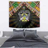 Sao Tome and Principe Roots Tapestry African Map in Fingerprint and Tribal Colors
