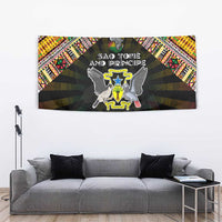Sao Tome and Principe Roots Tapestry African Map in Fingerprint and Tribal Colors