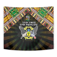 Sao Tome and Principe Roots Tapestry African Map in Fingerprint and Tribal Colors