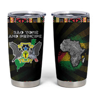 Sao Tome and Principe Roots Tumbler Cup African Map in Fingerprint and Tribal Colors