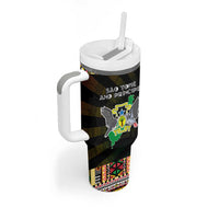 Sao Tome and Principe Roots Tumbler With Handle African Map in Fingerprint and Tribal Colors