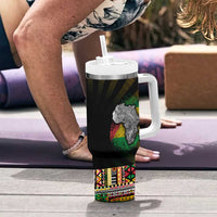 Sao Tome and Principe Roots Tumbler With Handle African Map in Fingerprint and Tribal Colors