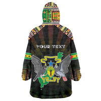 Personalized Sao Tome and Principe Roots Wearable Blanket Hoodie African Map in Fingerprint and Tribal Colors