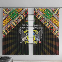 Sao Tome and Principe Roots Window Curtain African Map in Fingerprint and Tribal Colors